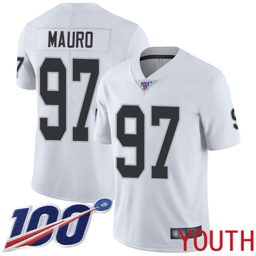 Oakland Raiders Limited White Youth Josh Mauro Road Jersey NFL Football #97 100th Season Vapor Jersey